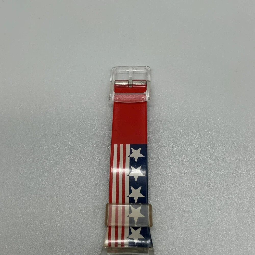 Vintage Fada USA Collection Unisex Watch 33mm Flag Red White Blue New Battery